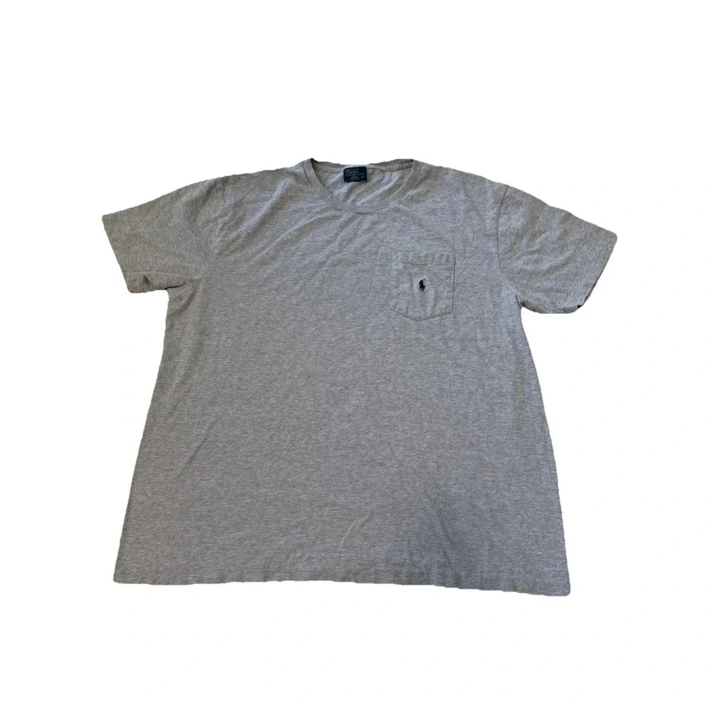 Polo Ralph Lauren Pocket T-Shirt Men's size Large Gray‎ Tee Navy Pony Preppy